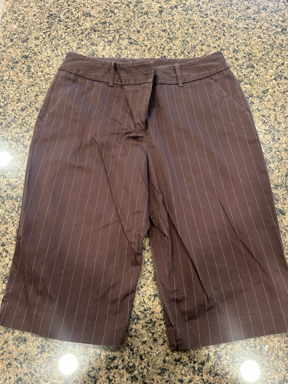 Worthington Dark Brown Pinstripe Bermuda Shorts